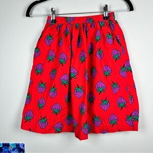 HANNA ANDERSSON Summer Cotton Skirt Red Purple Strawberries Size 6-7 years 120cm